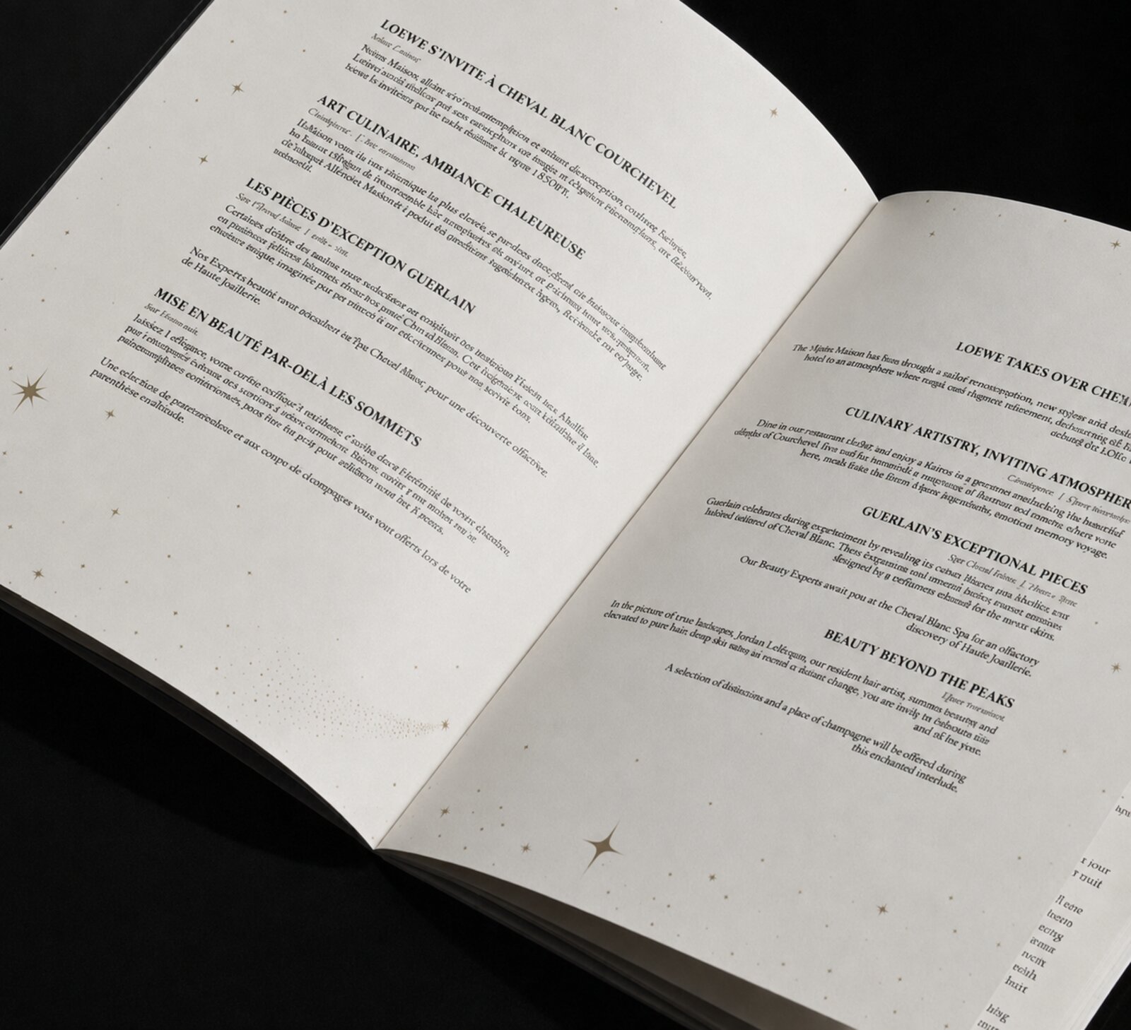 Cheval Blanc booklet, open